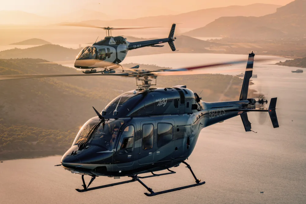 A helicopter offering another perspective on the journey