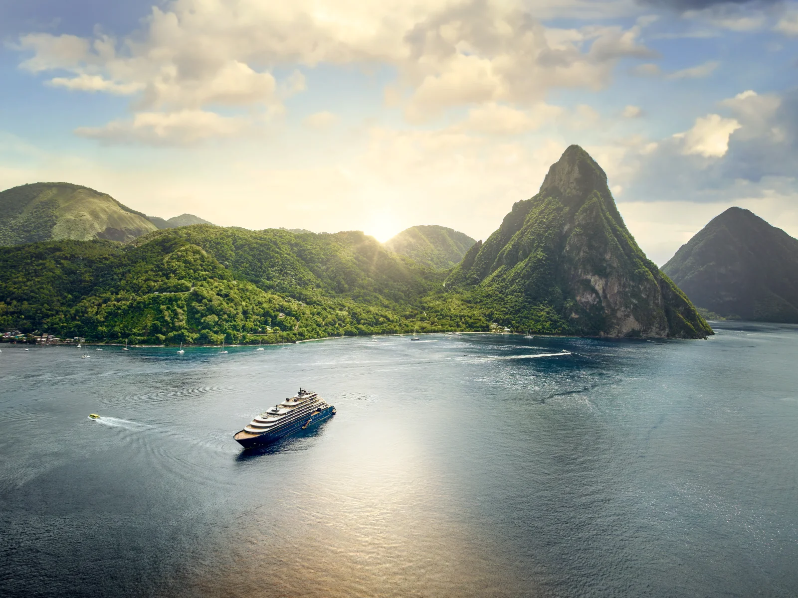 Evrima off the lush mountainous coast of St. Lucia